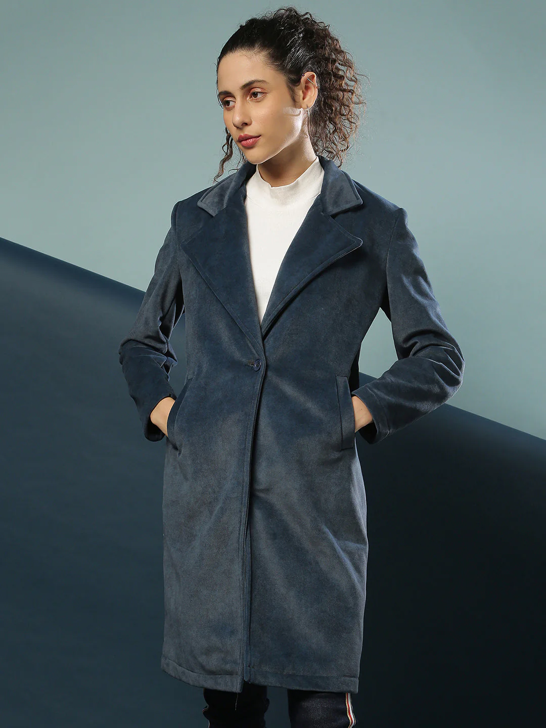 Single-Breasted Straight Long Coat - Image 2