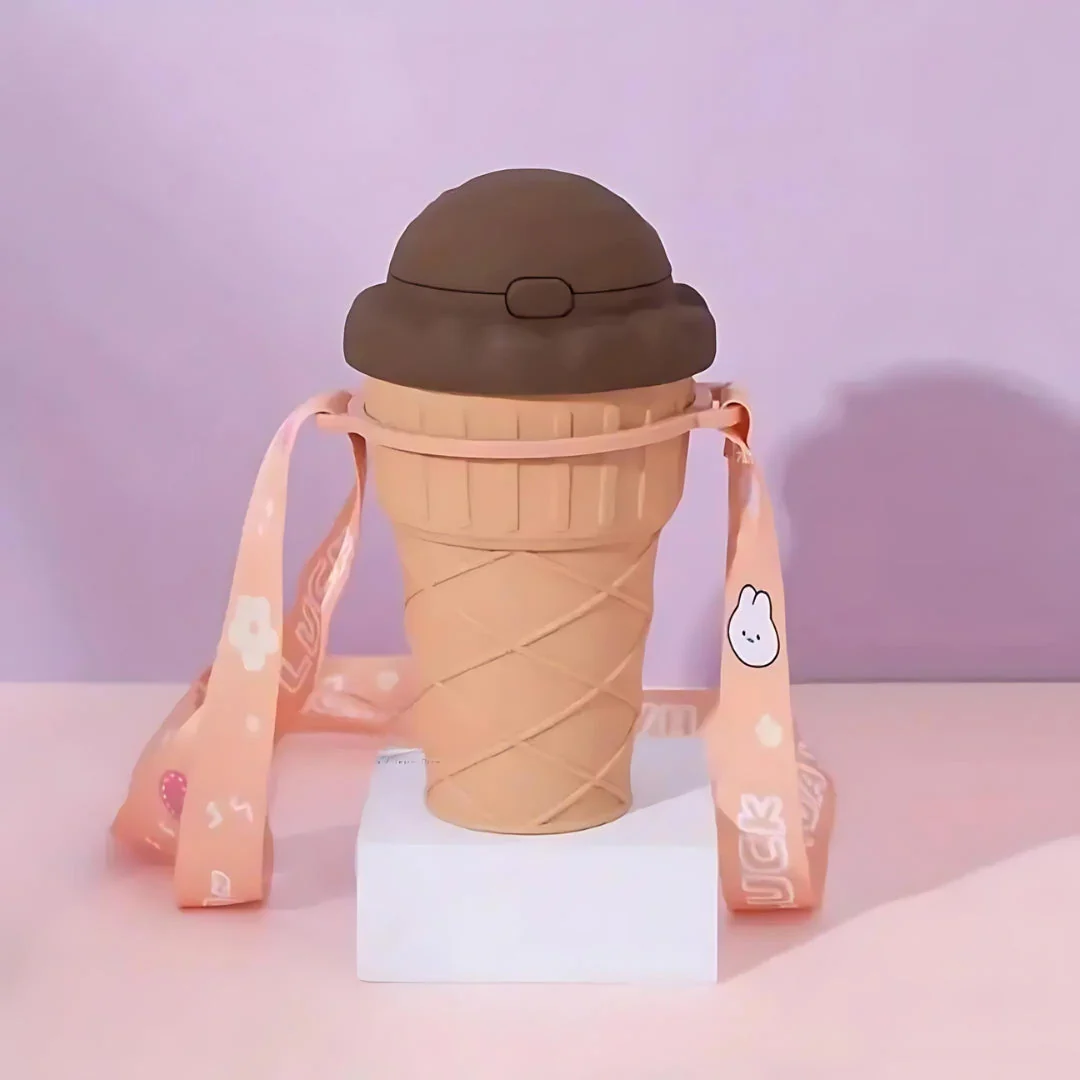 Sippy: Adorable Ice Cream Cone Sipper Bottle with Built-In Straw & Kid-Friendly 450ml Design - Image 6