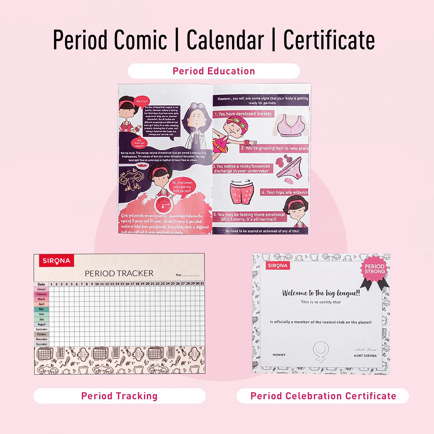 Sirona First Period Kit | Essential Menstrual Kit Includes Pads, Panty Liners, Period Panty, Intimate Wipes, Tampon, Pain Relief Patch - Image 9