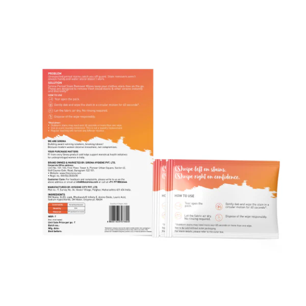 Sirona Period Stain Remover Wipes - Pack of 10 - Image 8
