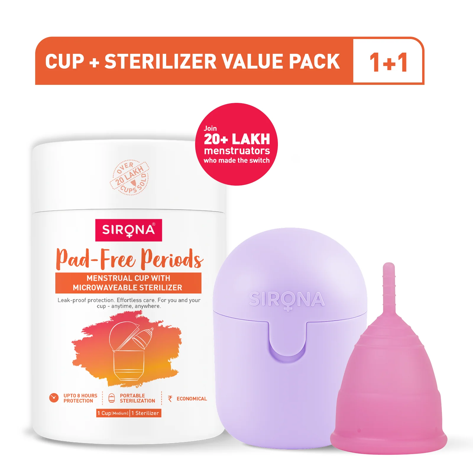 Sirona Pro Reusable Menstrual Cup with Pouch, Mini Intimate Wash & Cup Wash - Image 166