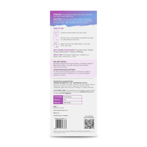 Sirona Reusable Face Razors for Women for Facial Hair - Pack of 3 - Image 8