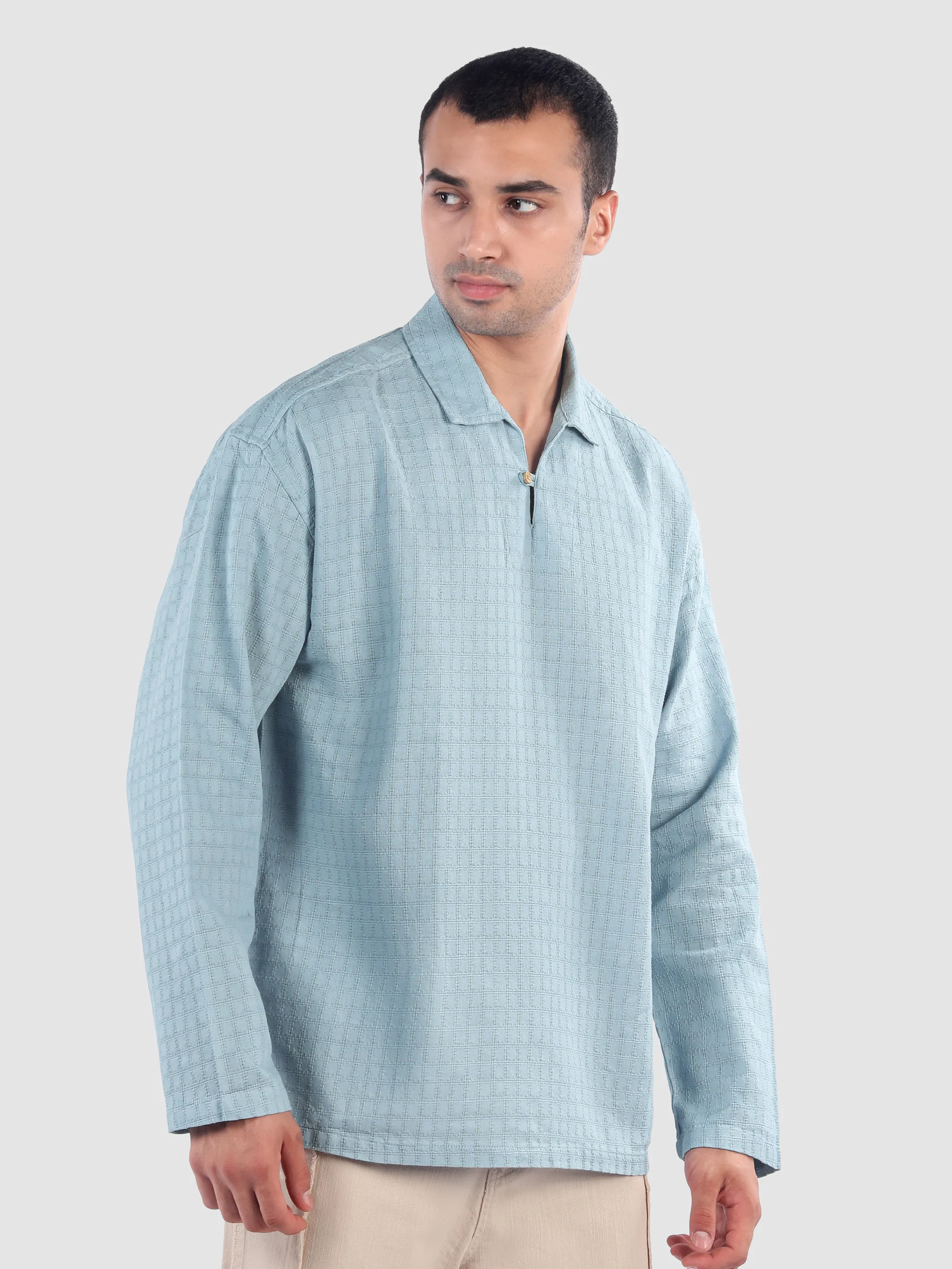 Sky Blue Pullover Kurta Shirt - Image 7