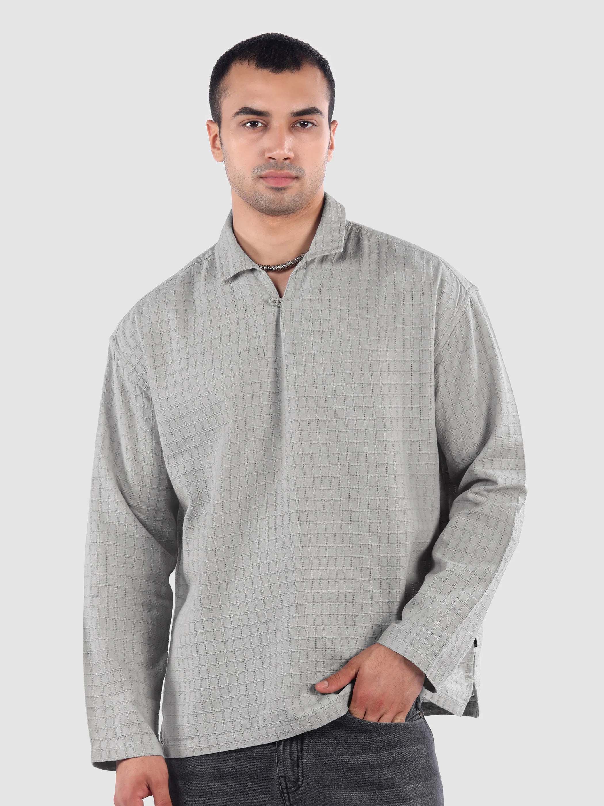Sky Blue Pullover Kurta Shirt - Image 9