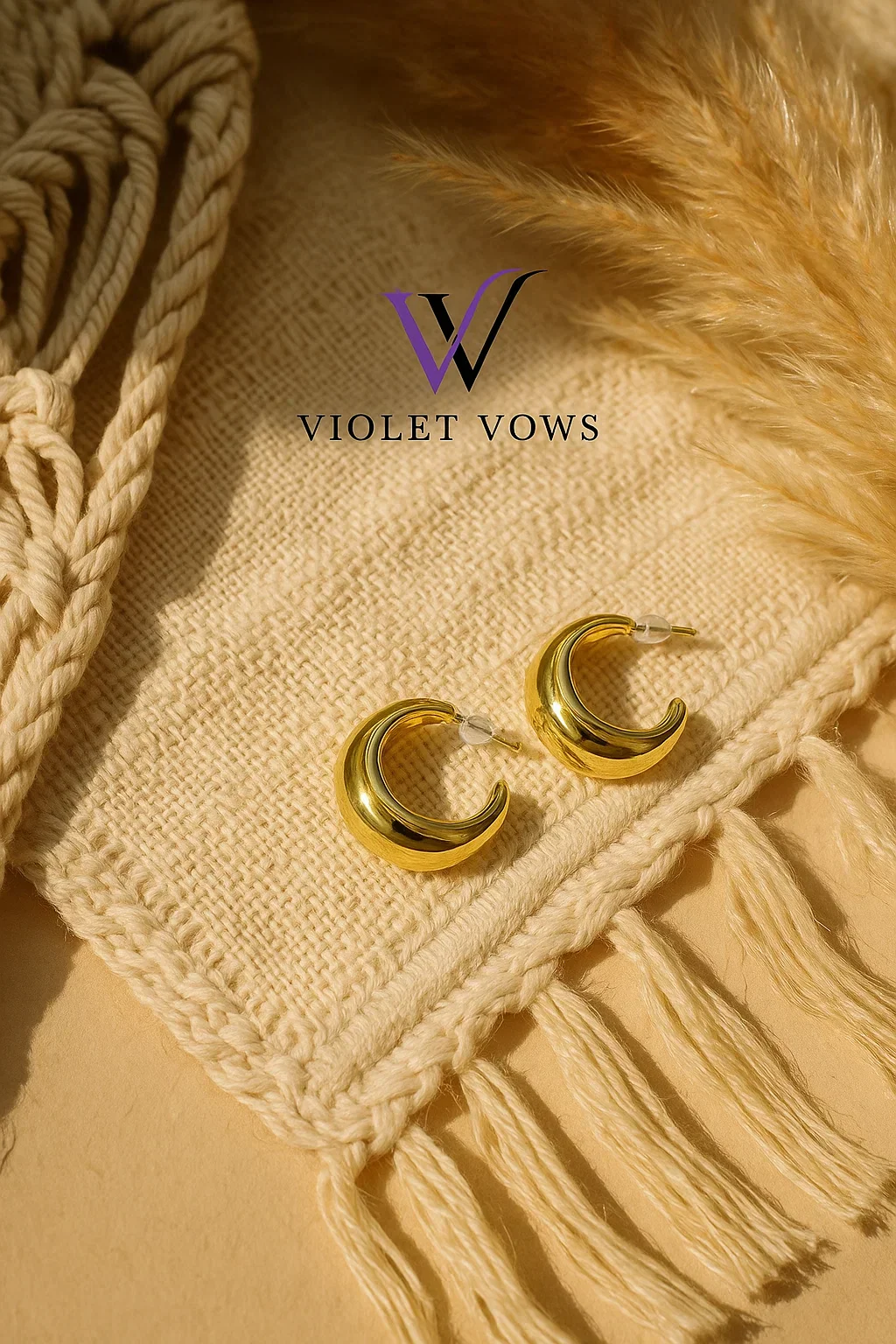 Sleek Gold Puffed Dome Earrings - Image 2