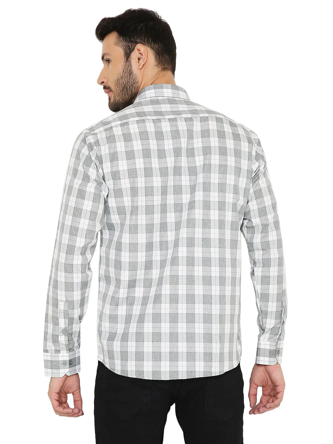 Slim Fit Big Checks Shirt in Green - Image 4