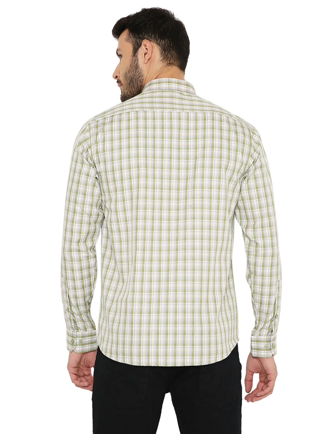 Slim Fit Checkered Shirt in Green - Image 4