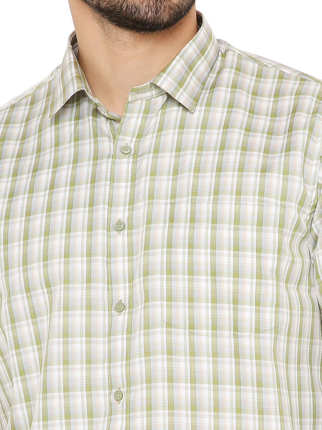 Slim Fit Checkered Shirt in Green - Image 6