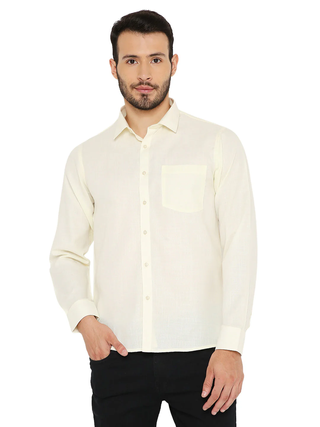 Slim Fit Shirt in Pastel Yellow