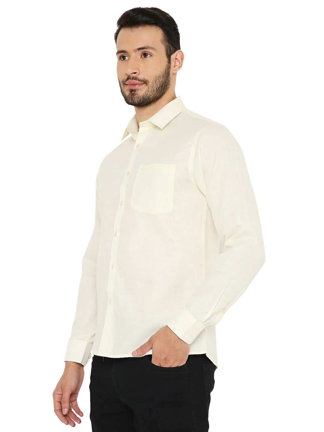 Slim Fit Shirt in Pastel Yellow - Image 2