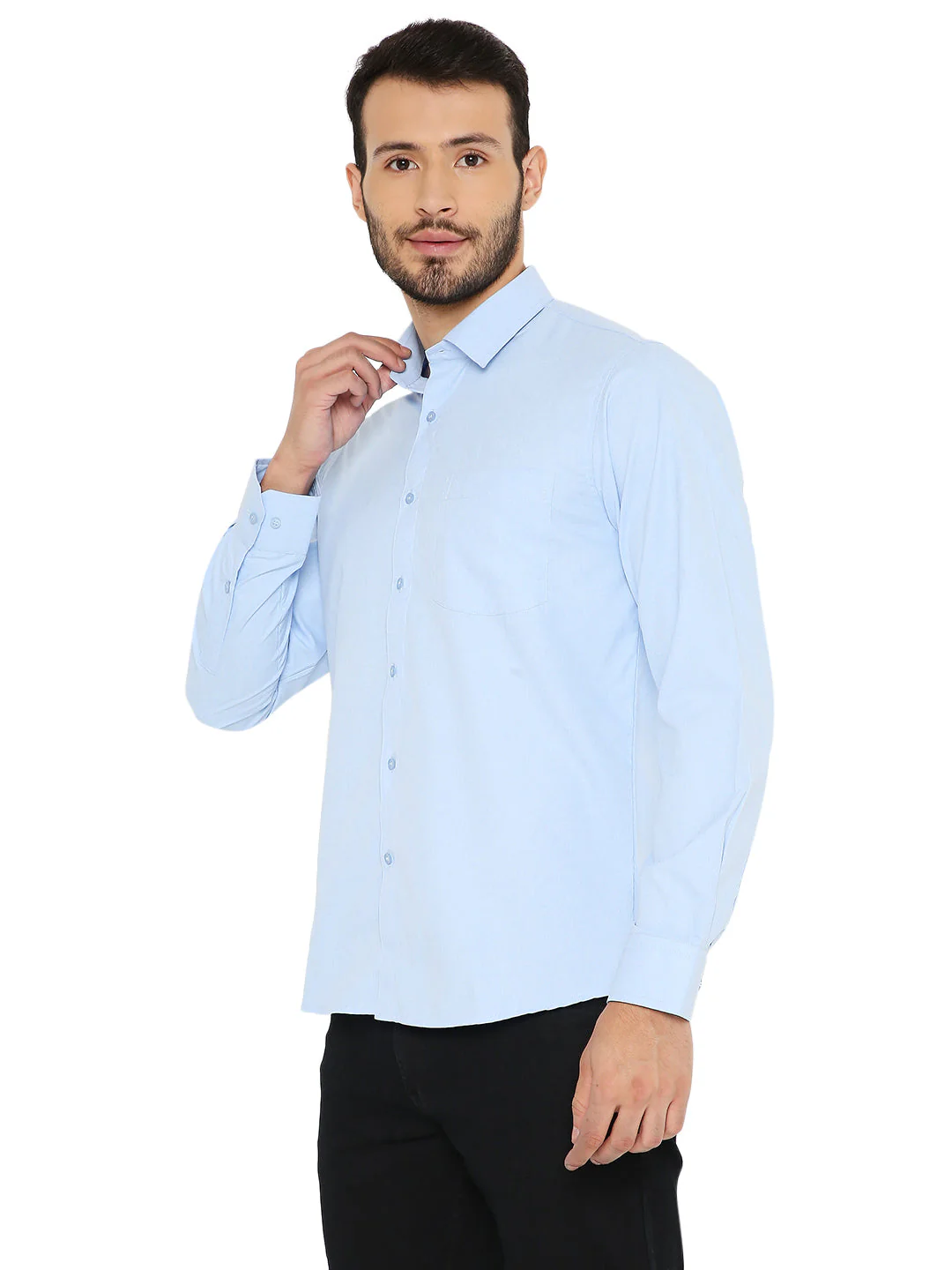Slim Fit Solid Bright Blue Shirt - Image 2