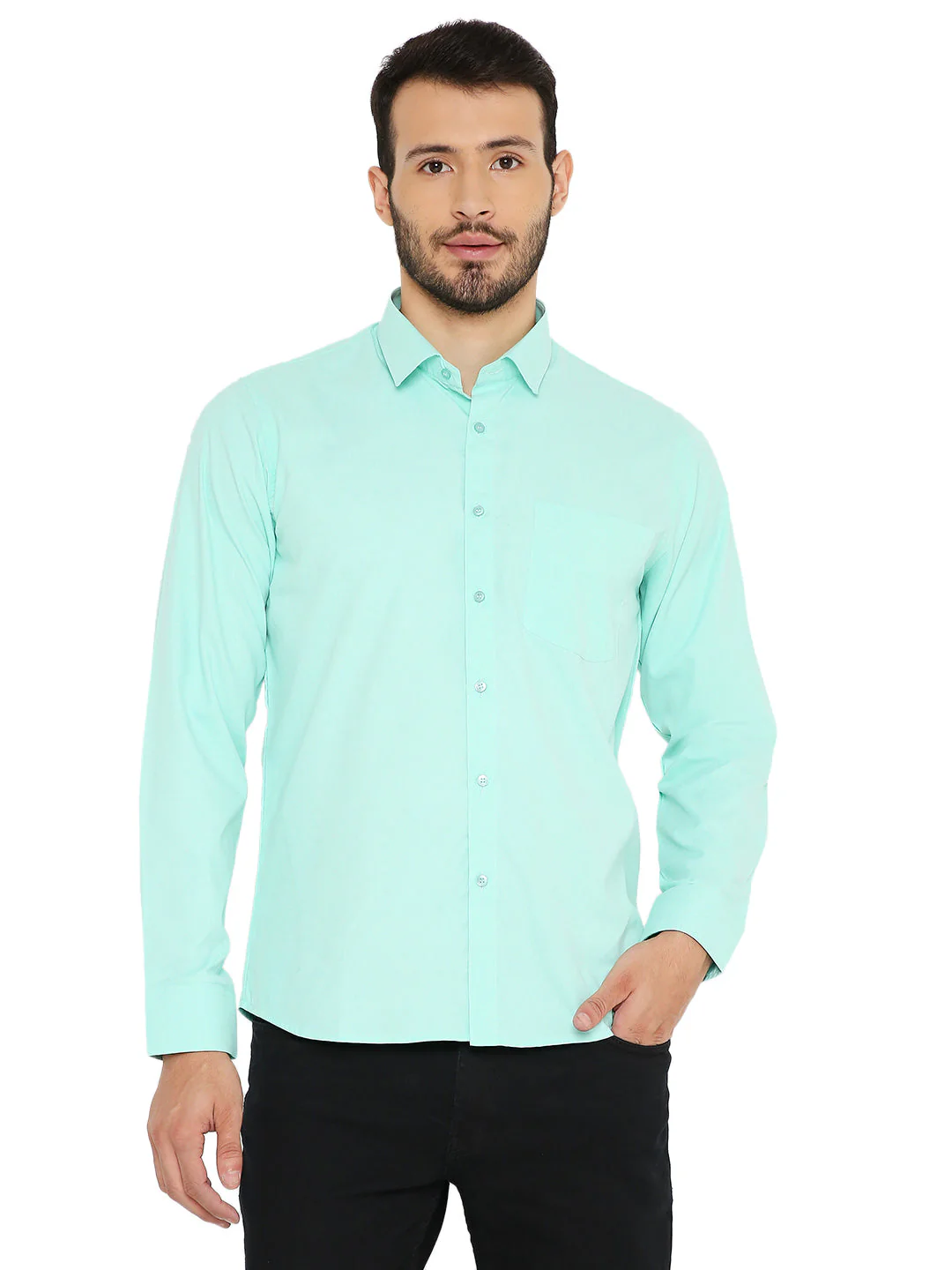 Slim Fit Solid Bright Green Shirt