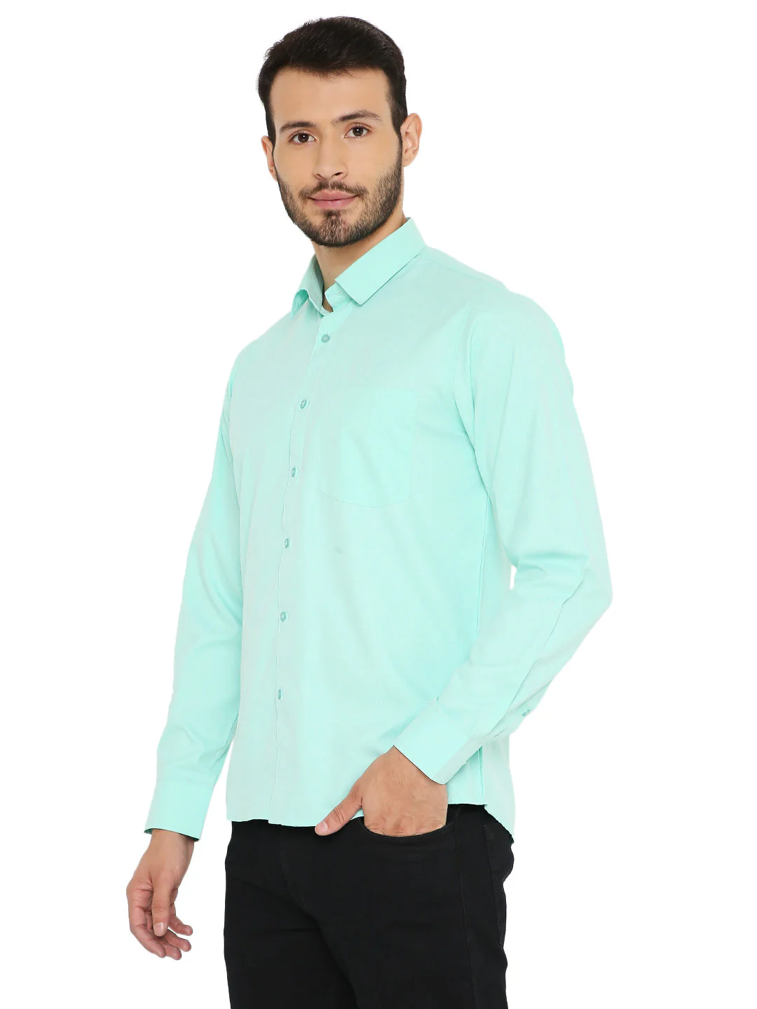 Slim Fit Solid Bright Green Shirt - Image 2