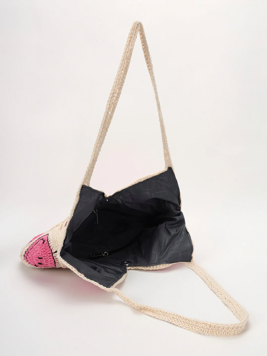 Smiley Handmade Tote Bag - PinkBeige - Image 6