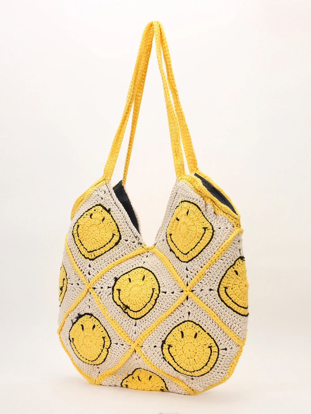 Smiley Handmade Tote Bag - YellowBeige - Image 3