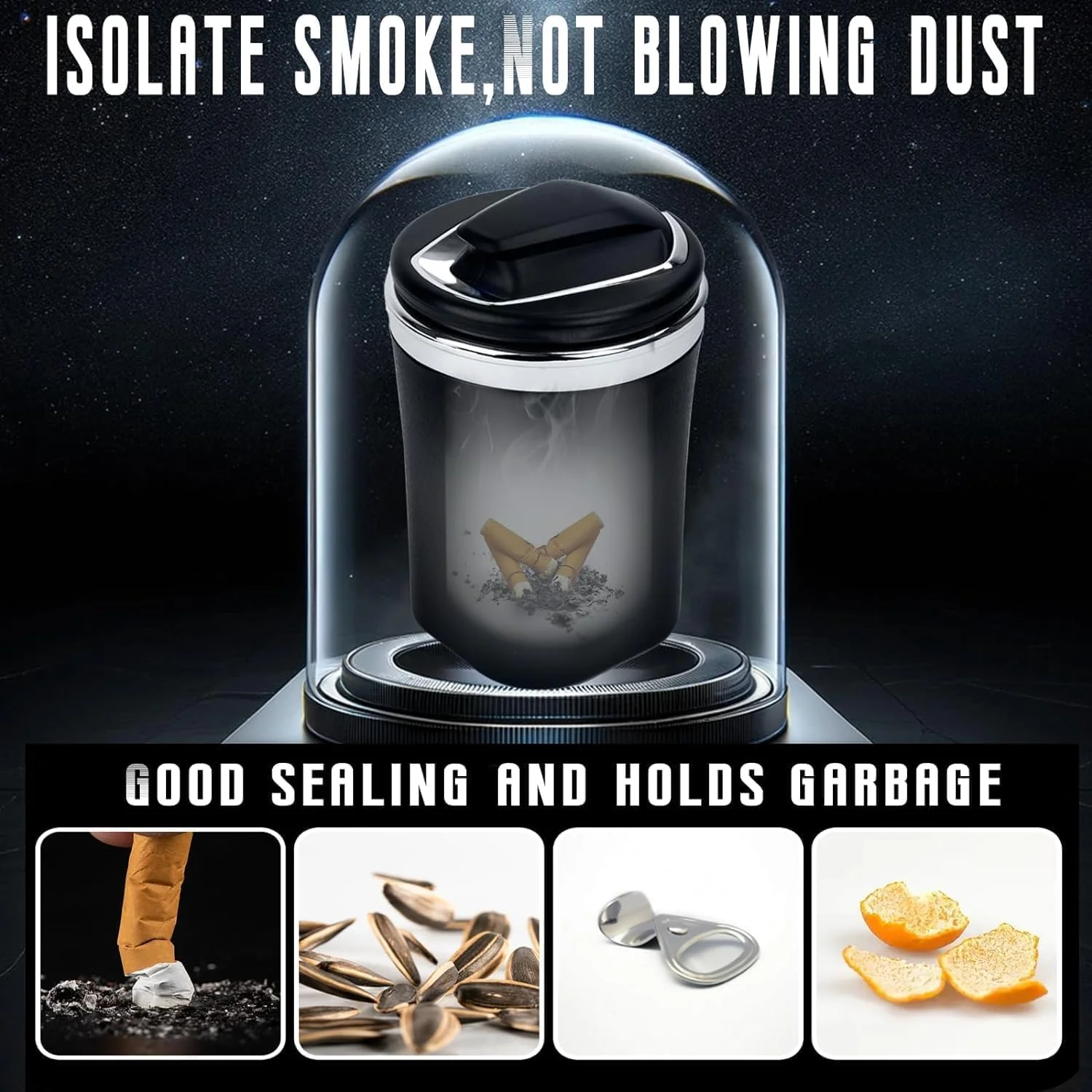 SmokeTrap: Portable Car Ashtray with Smell-Proof Lid & LED Light – Ideal for Cup Holders & Travel Use - Image 5