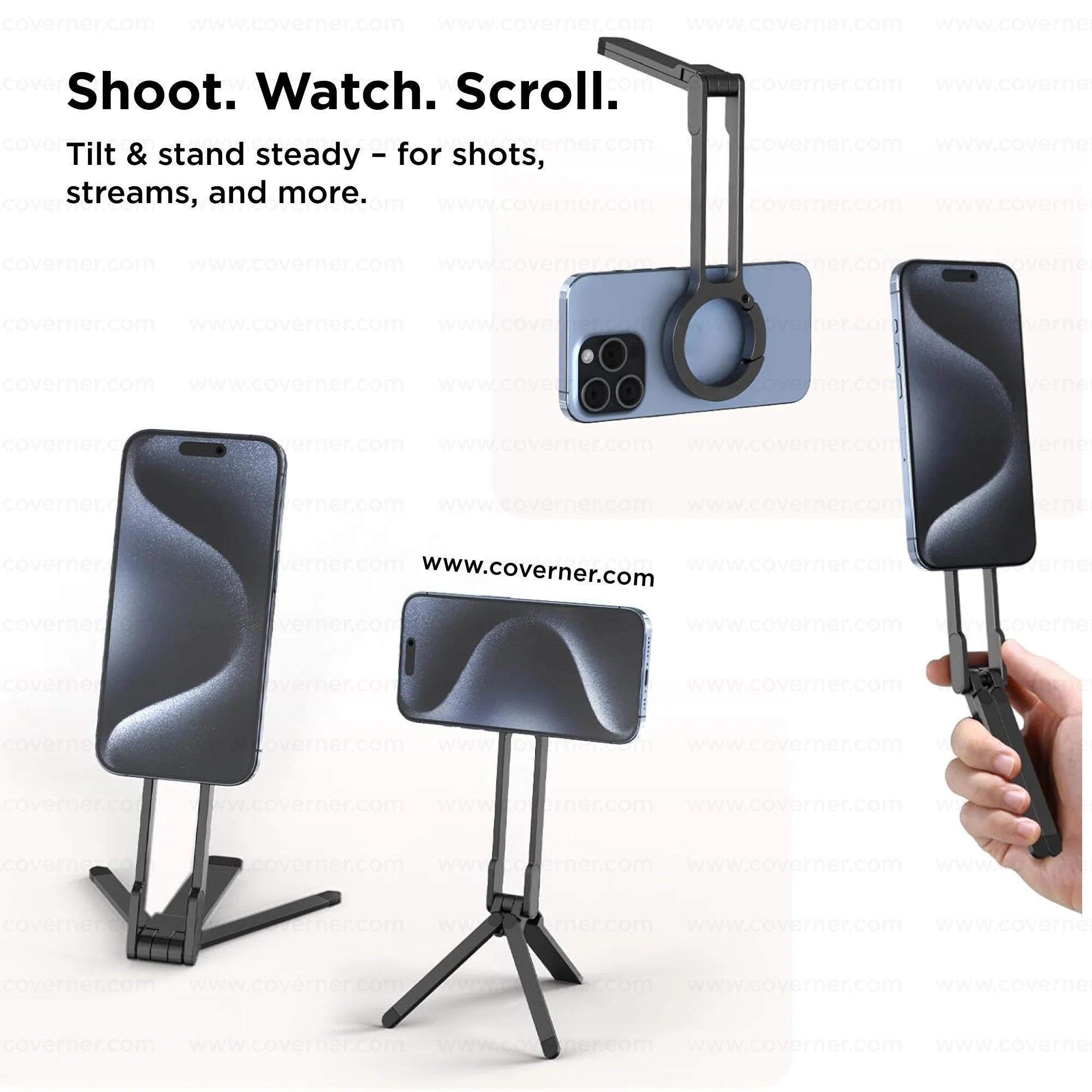 SnapMount Magnetic Phone Tripod Stand with Strong MagSafe – Carabiner Foldable & Portable by Coverner India - Image 2