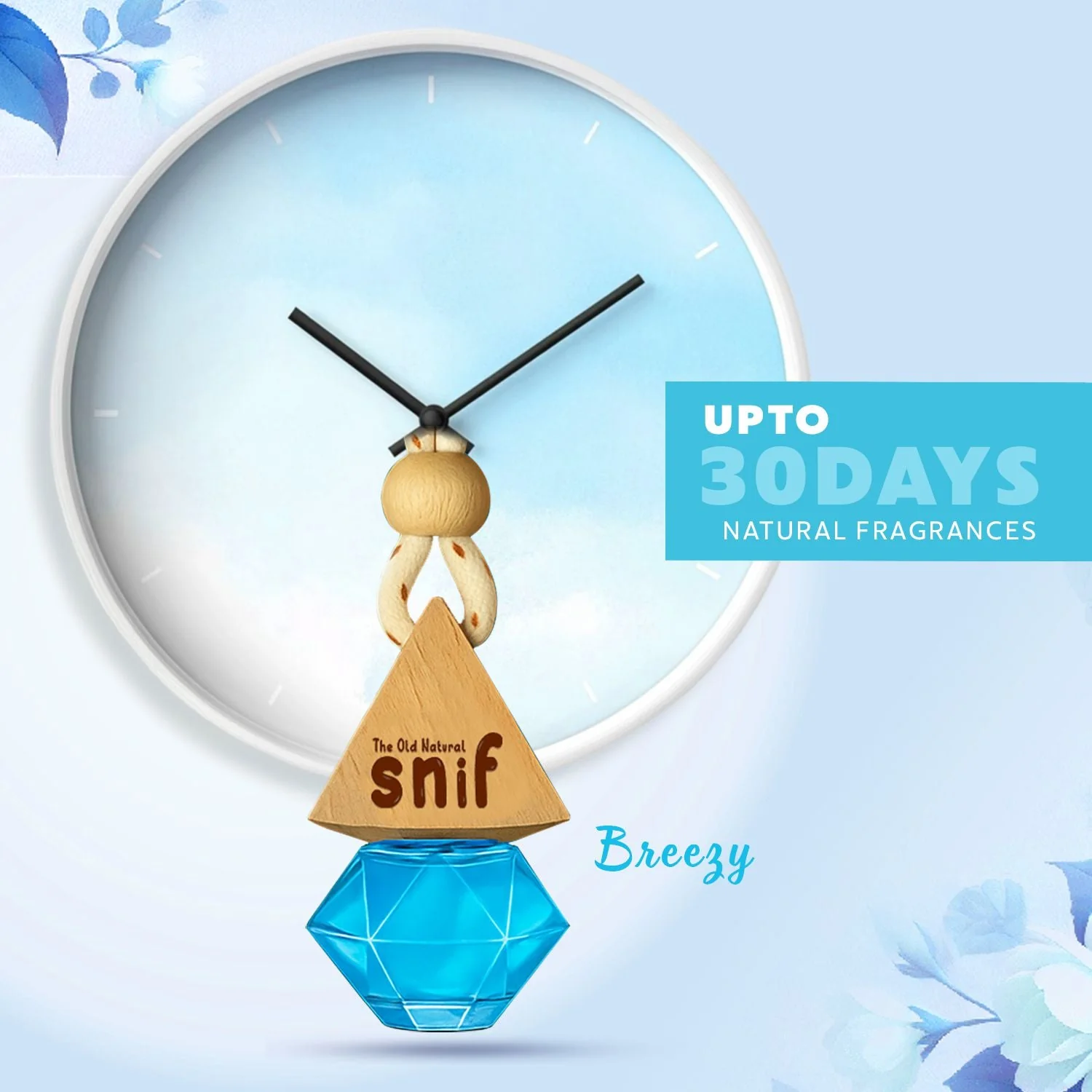 Snif Diamond Hanging Car Air Freshener with Refill Pack (Breezy Blue 10ml + 15ml Refill Pack) - Image 7