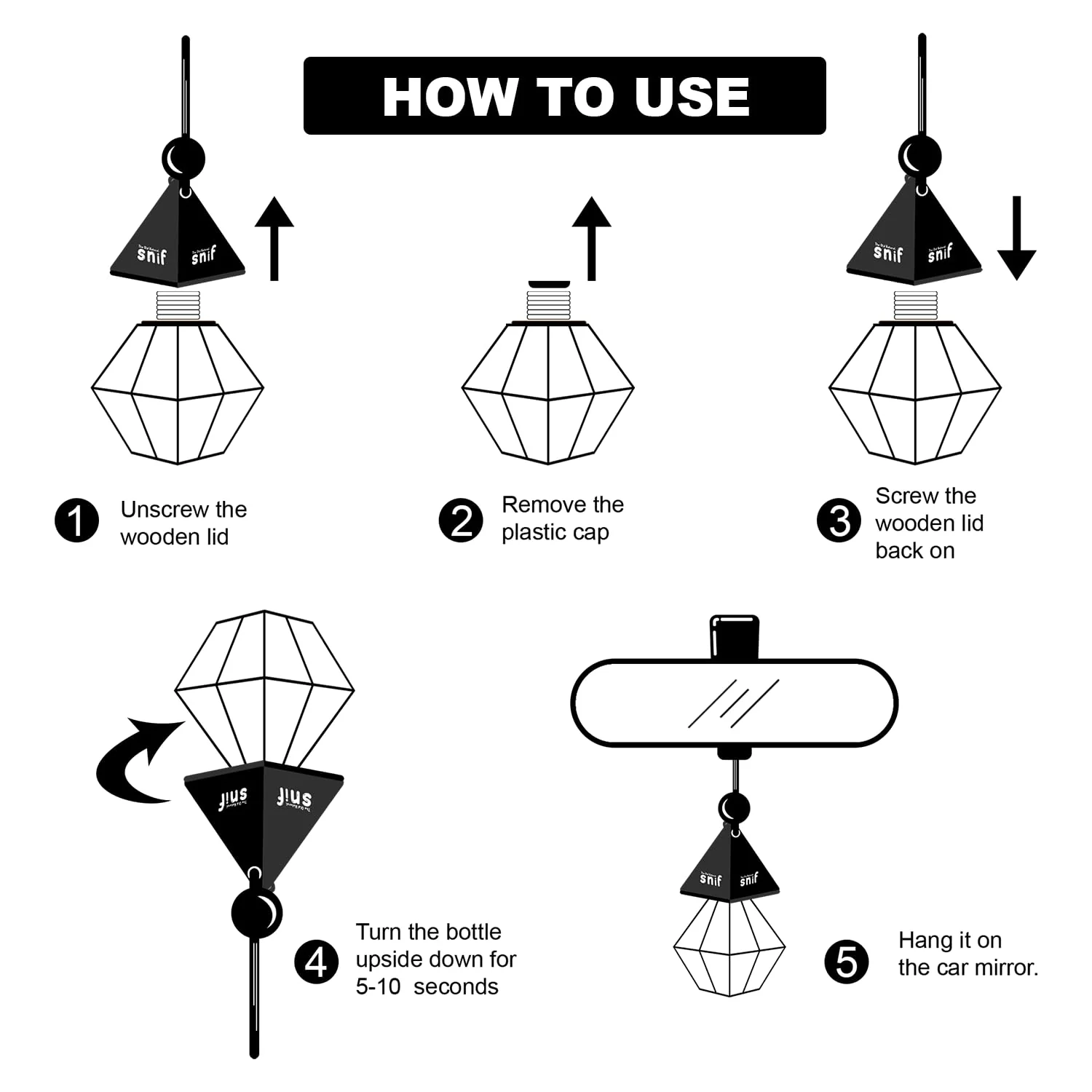 Snif Diamond Hanging Car Air Freshener with Refill Pack (Lavish Musk 10ml + 15ml Refill Pack) - Image 5