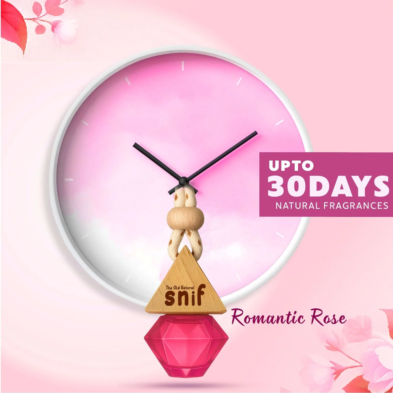 Snif Diamond Hanging Car Air Freshener with Refill Pack (Romantic Rose 10ml + 15ml Refill Pack) - Image 7