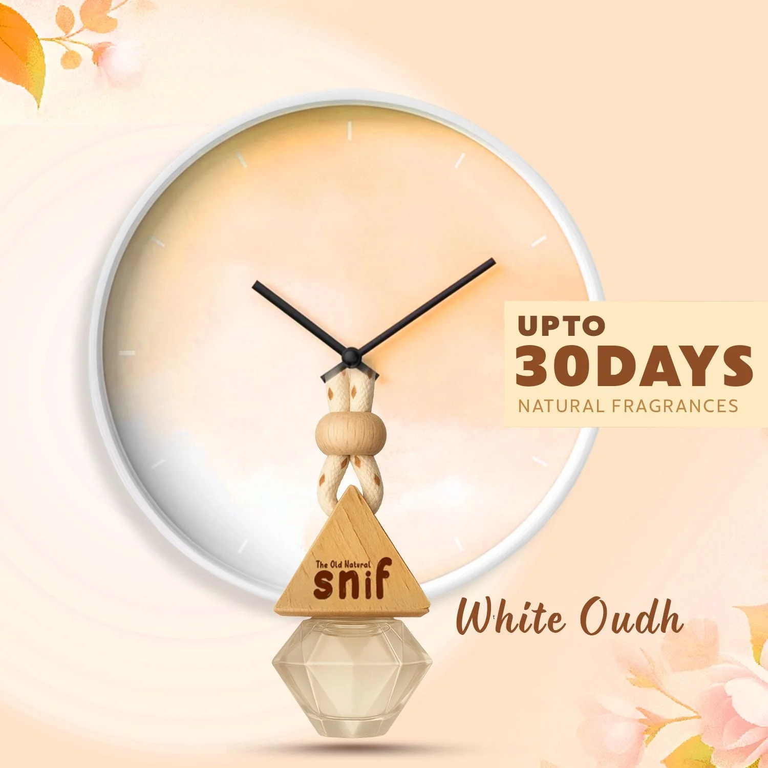 Snif Diamond Hanging Car Air Freshener with Refill Pack (White Oudh 10ml + 15ml Refill Pack) - Image 2
