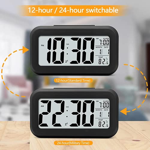 Snoozy: LCD Digital Alarm Clock with Multifunction Display, Large Screen Desk & Travel Clock with Snooze, Date, Temperature & Night Light - Image 4