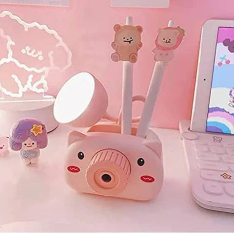 Snortie: Rechargeable LED Table Lamp with Cute Pig Design, Eye-Friendly Study Light with Pen Holder, Sharpener & Camera-Style Look for Kids’ Desk - Image 11
