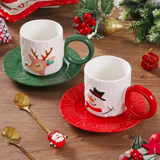 Snowmen Coffee Set with Mug and Saucer - Image 4