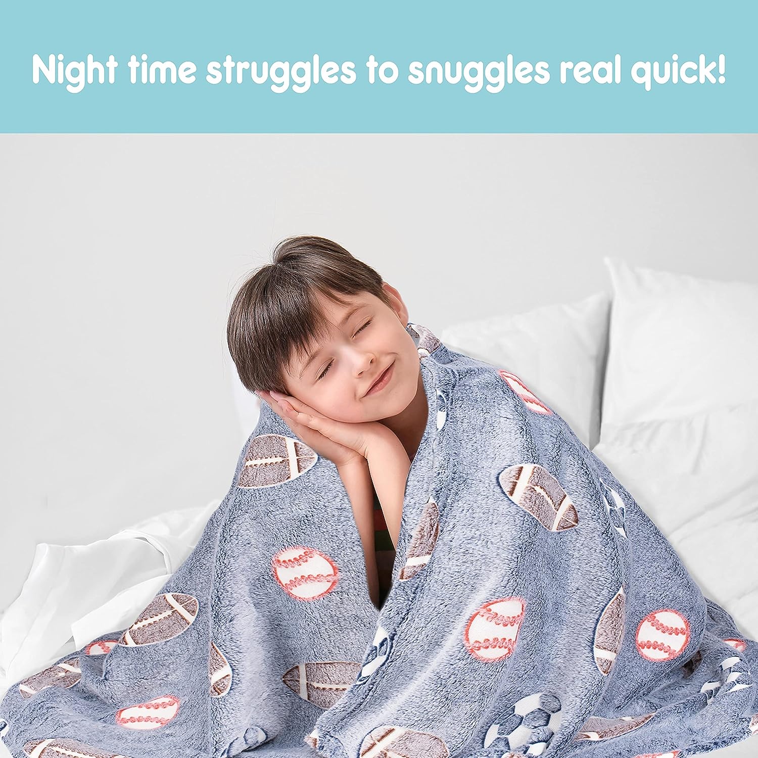 Soft Warm Cozy Furry Blanket Glow in The Dark (152CM X 122CM) (Football) - Image 3
