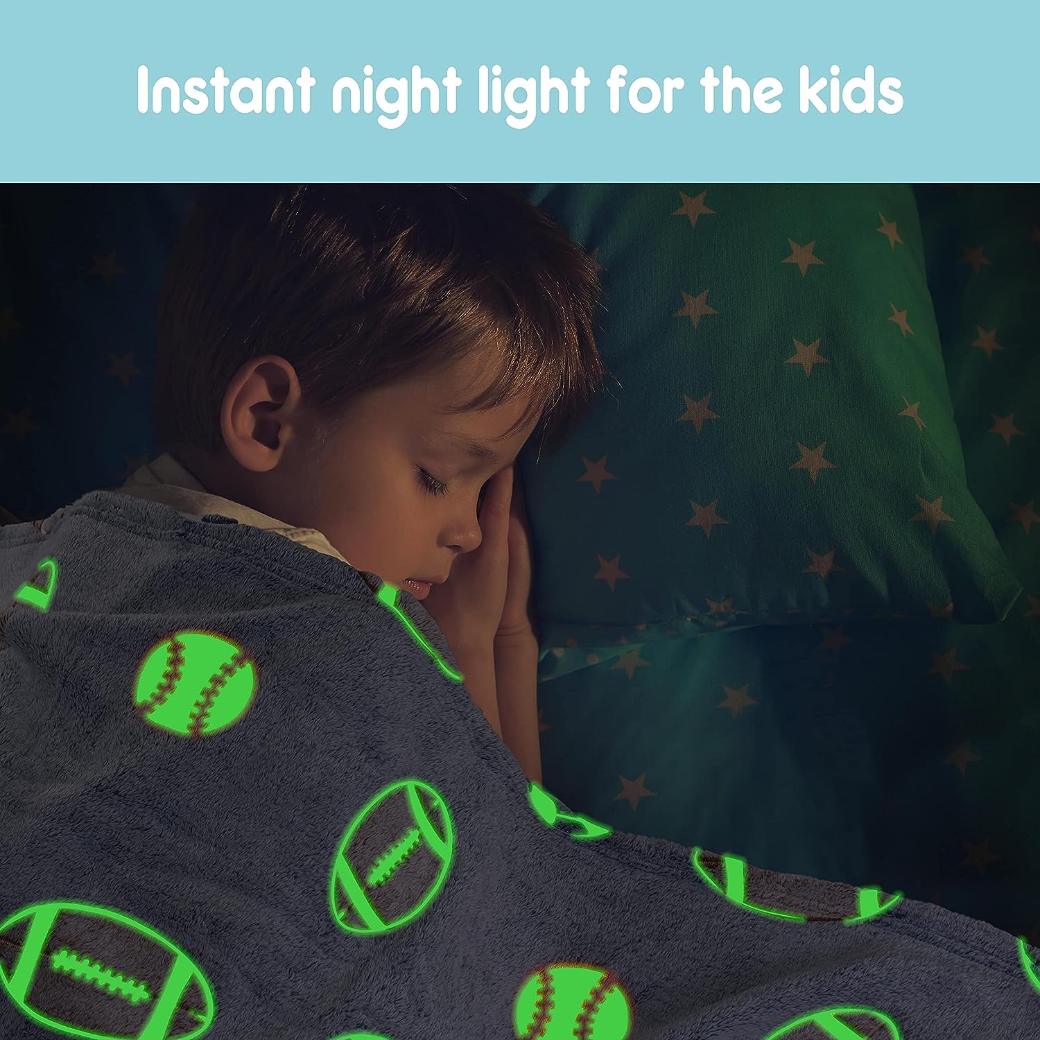 Soft Warm Cozy Furry Blanket Glow in The Dark (152CM X 122CM) (Football) - Image 5