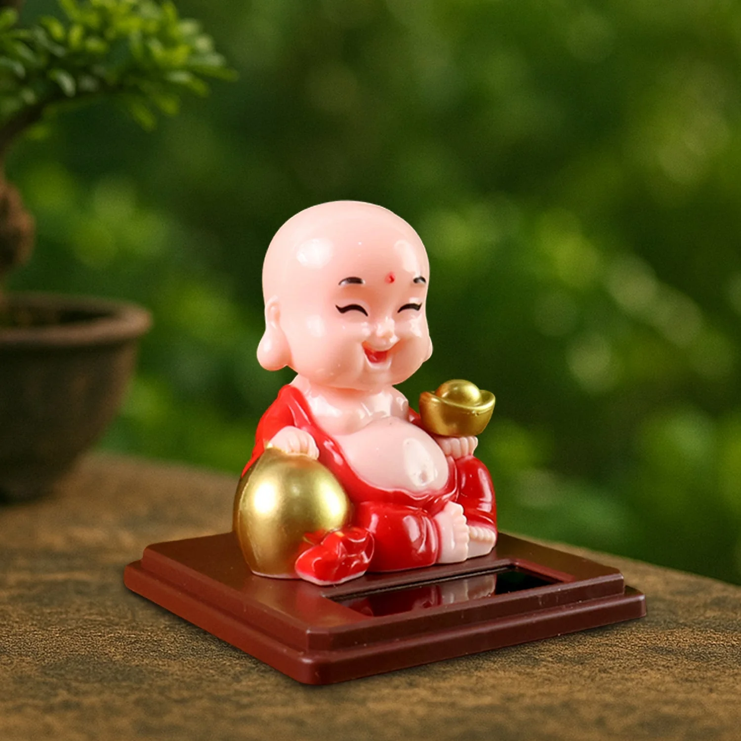 Solar Power Moving Head Buddha Statue Car Ornament (1 Pc / Mix Color) - Image 5
