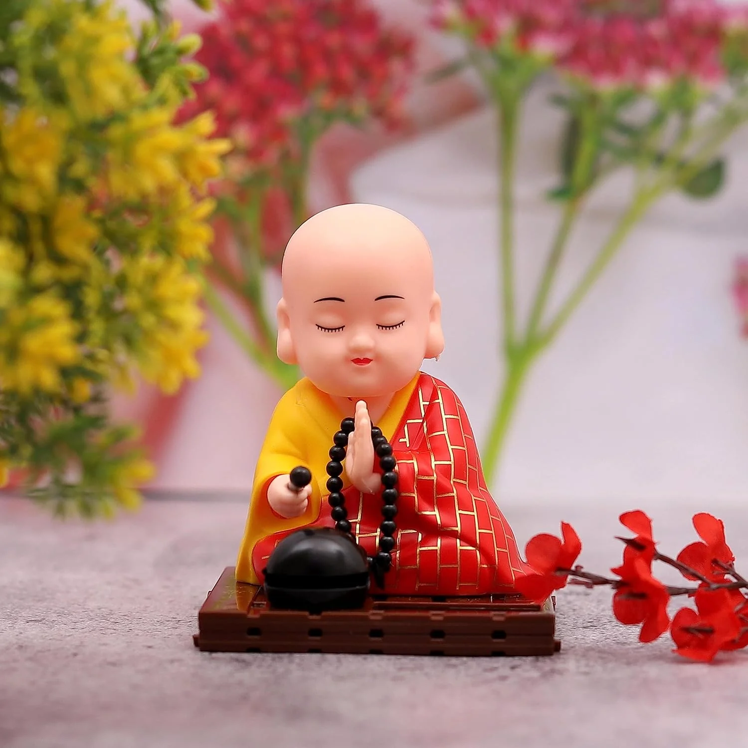 Solar Powered Sitting Buddha Statue,  Moving Head and Hand (1 Pc / Medium) - Image 6
