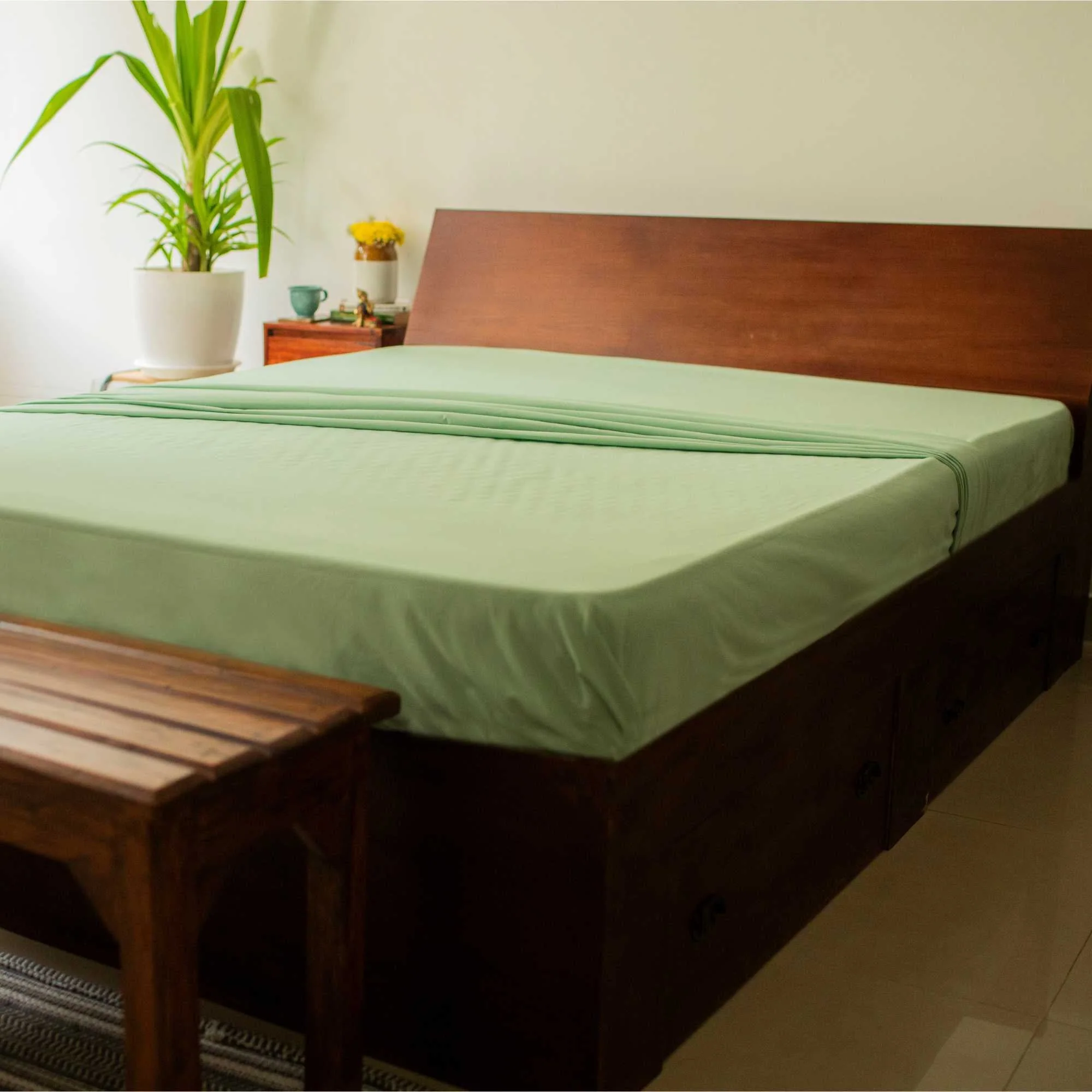 Solid Colour 100% Cotton, 270 Tc King Bedsheet