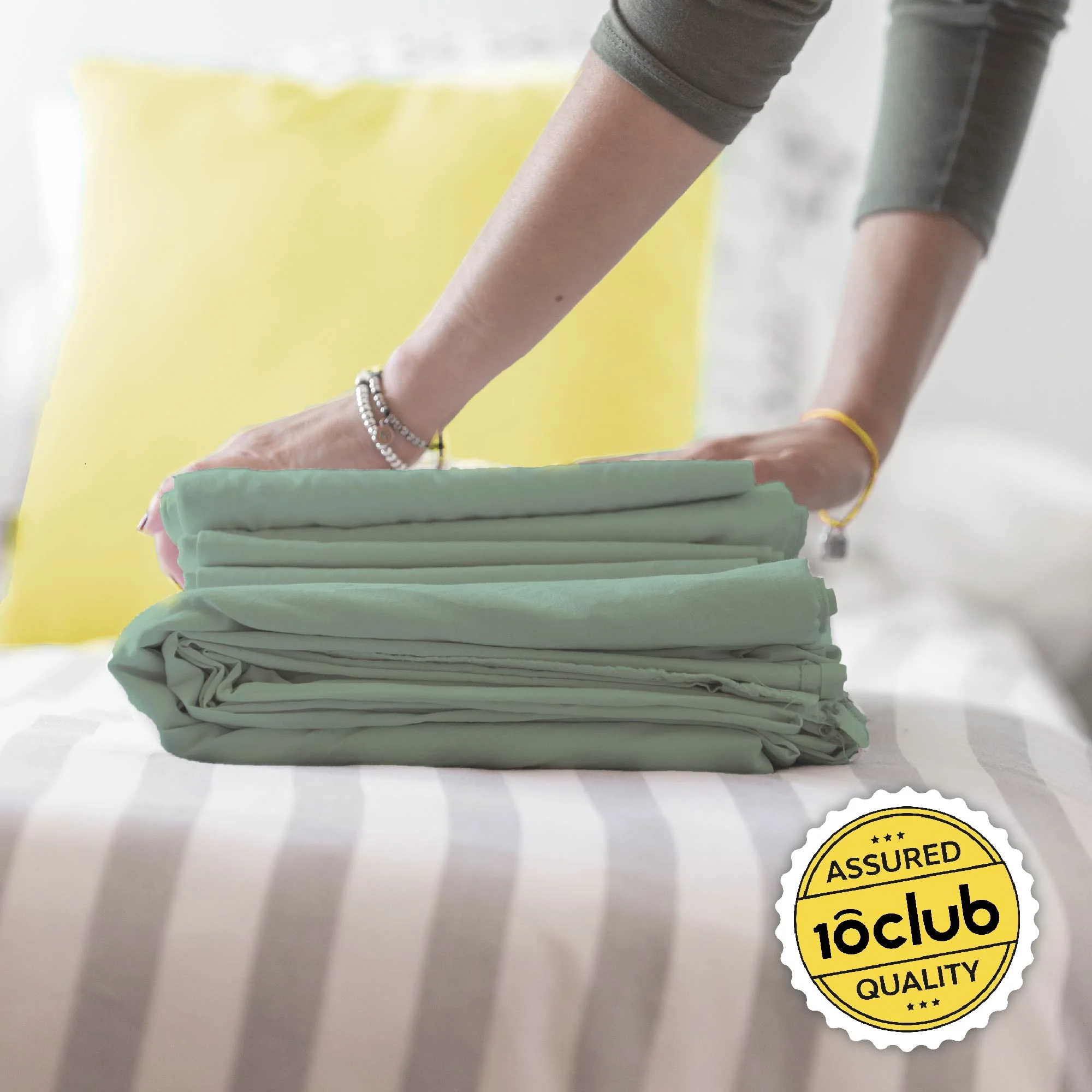 Solid Colour 100% Cotton, 270 Tc King Bedsheet - Image 5