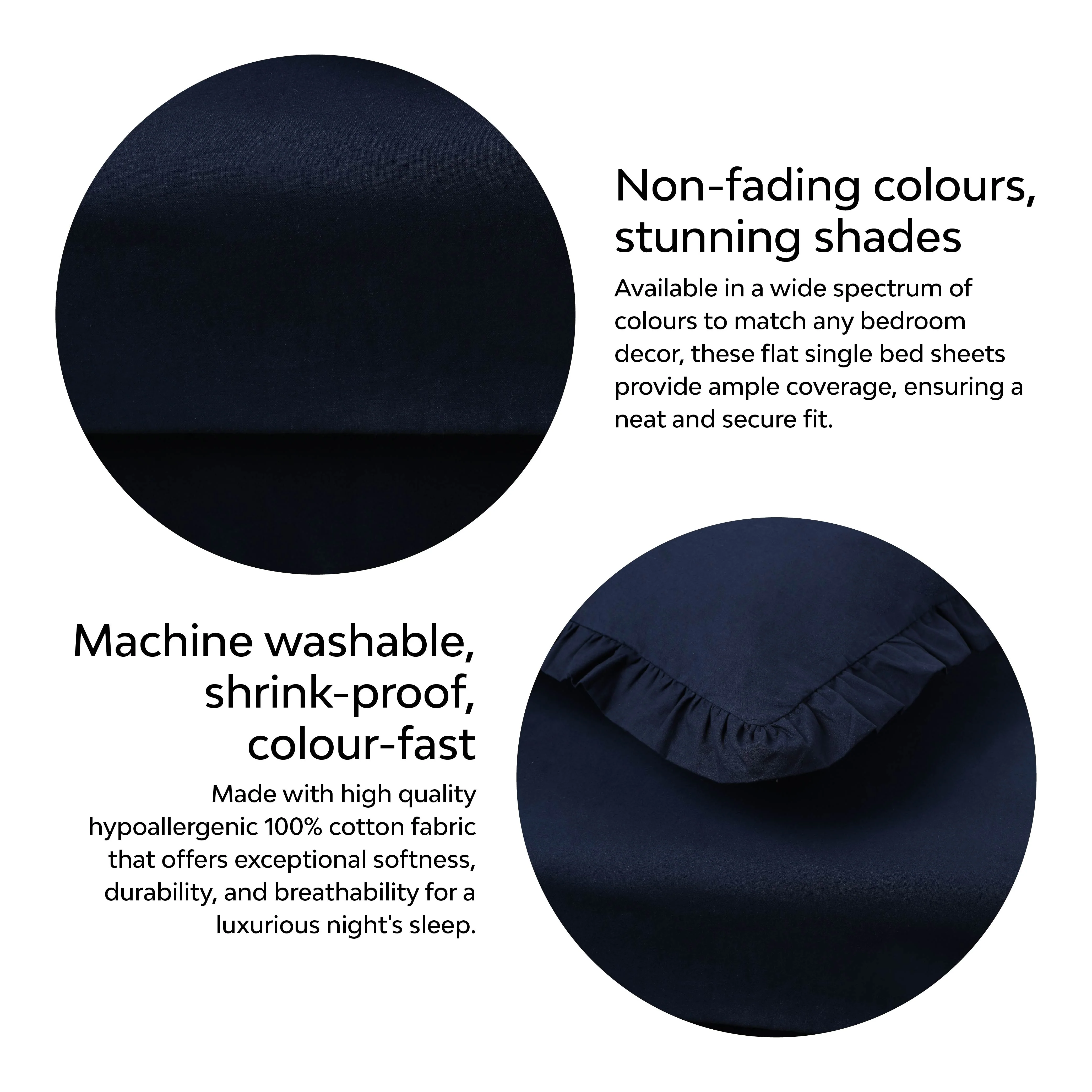 Solid Colour 100% Cotton, 270 Tc King Bedsheet With 2 Frill Pillow Covers - Image 23