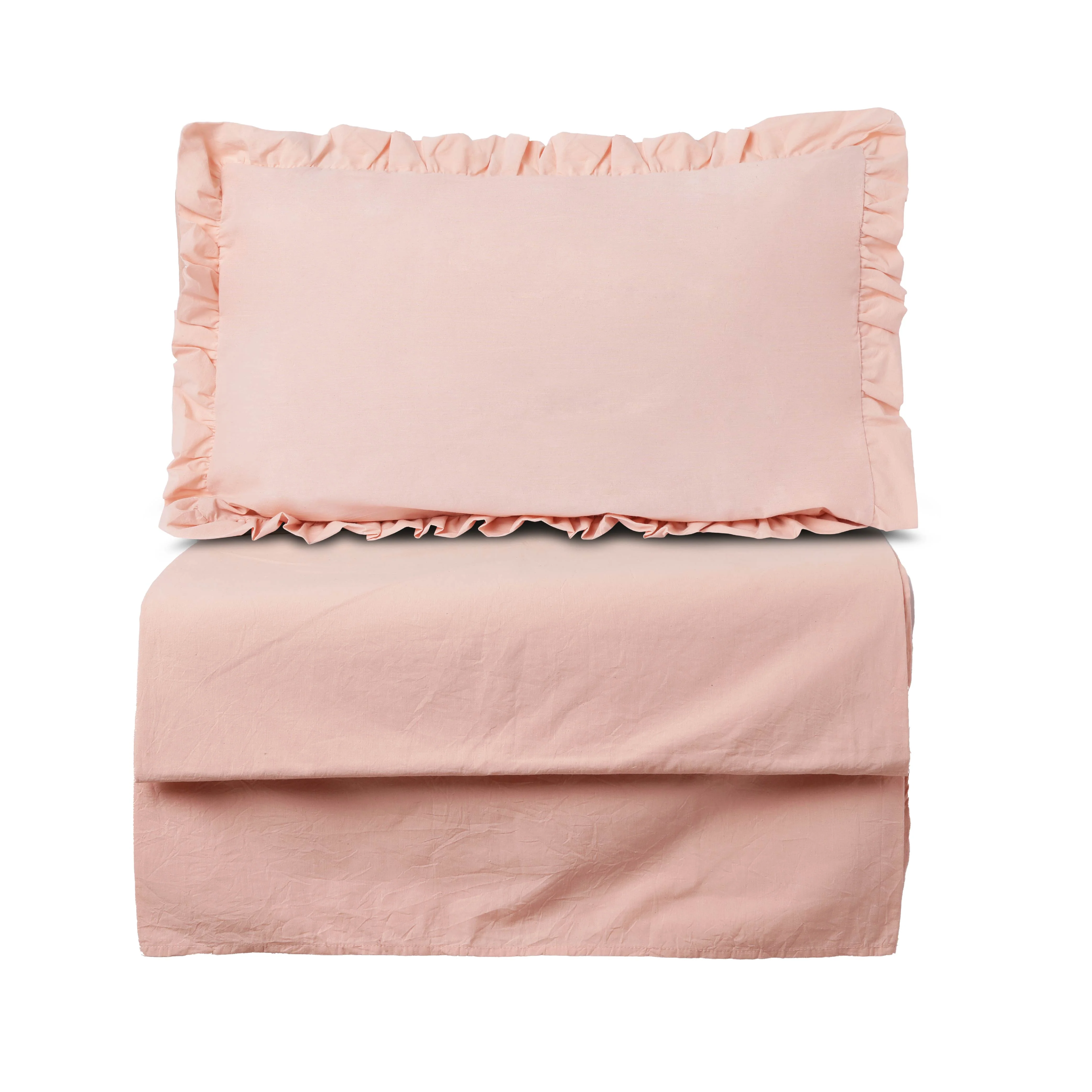 Solid Colour 100% Cotton, 270 Tc King Bedsheet With 2 Frill Pillow Covers - Image 31