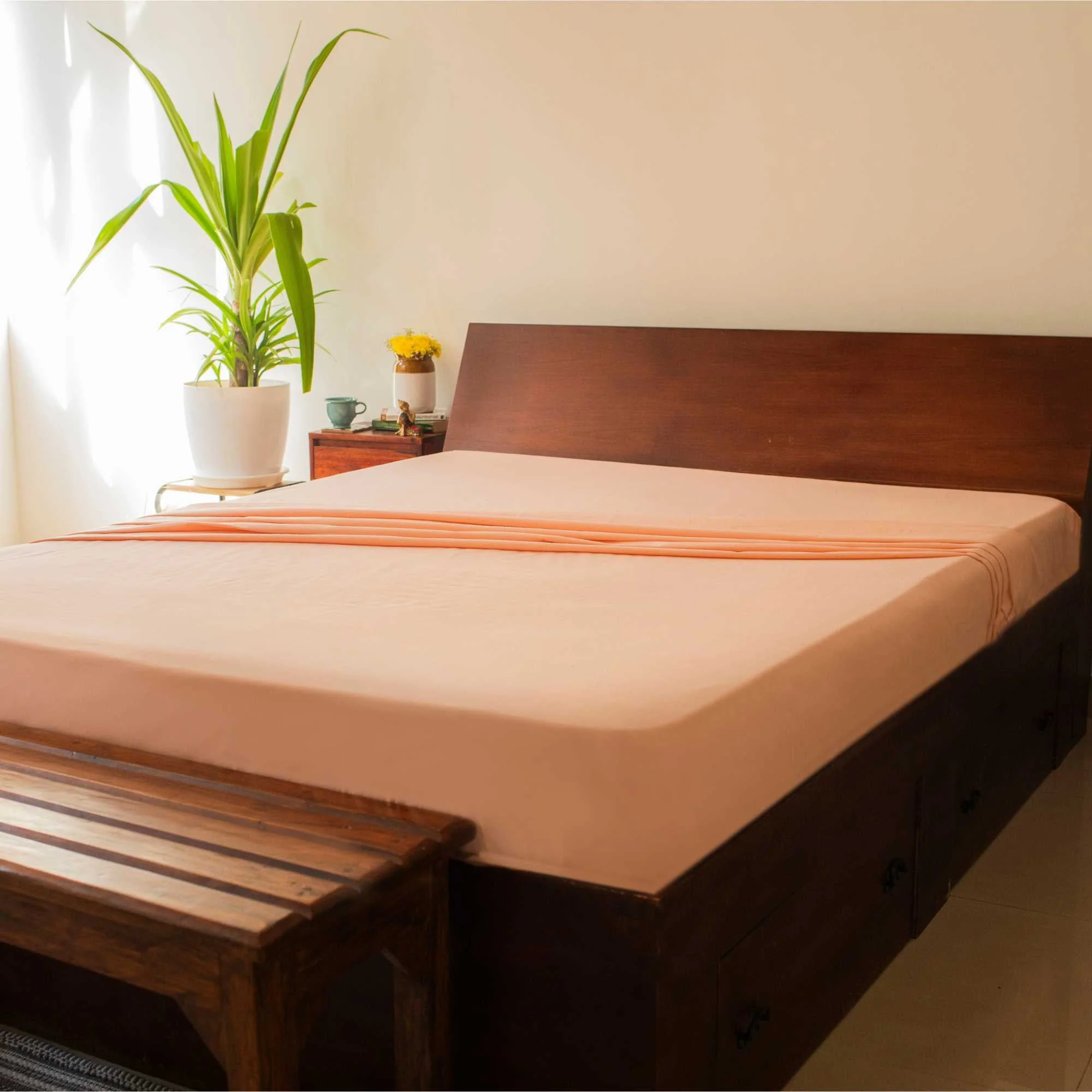 Solid Colour 100% Cotton, 270 Tc Queen Bedsheet - Image 18