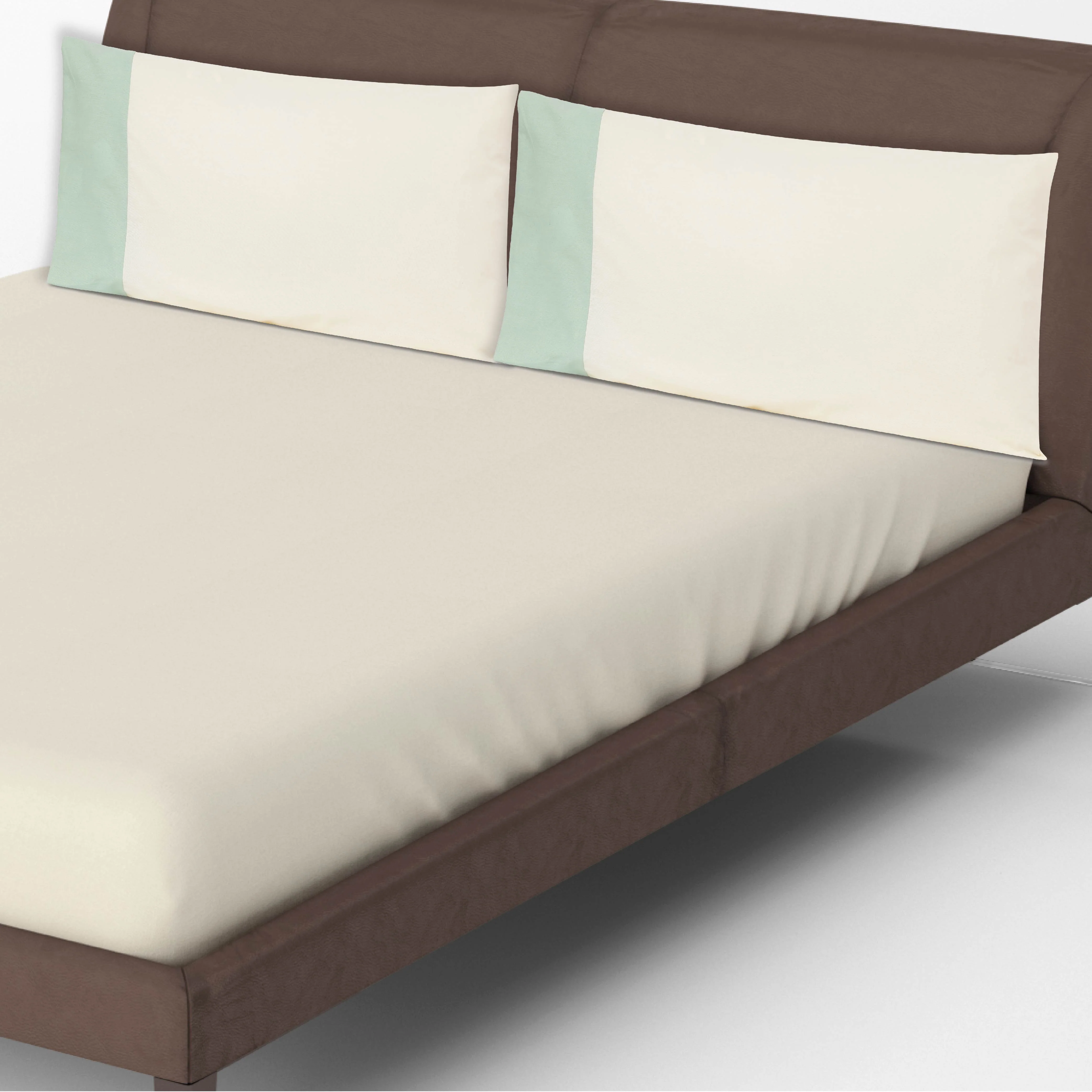 Solid Colour 100% Cotton, 270 Tc Queen Bedsheet With 2 Colour Accent Pillow Cover - Image 3