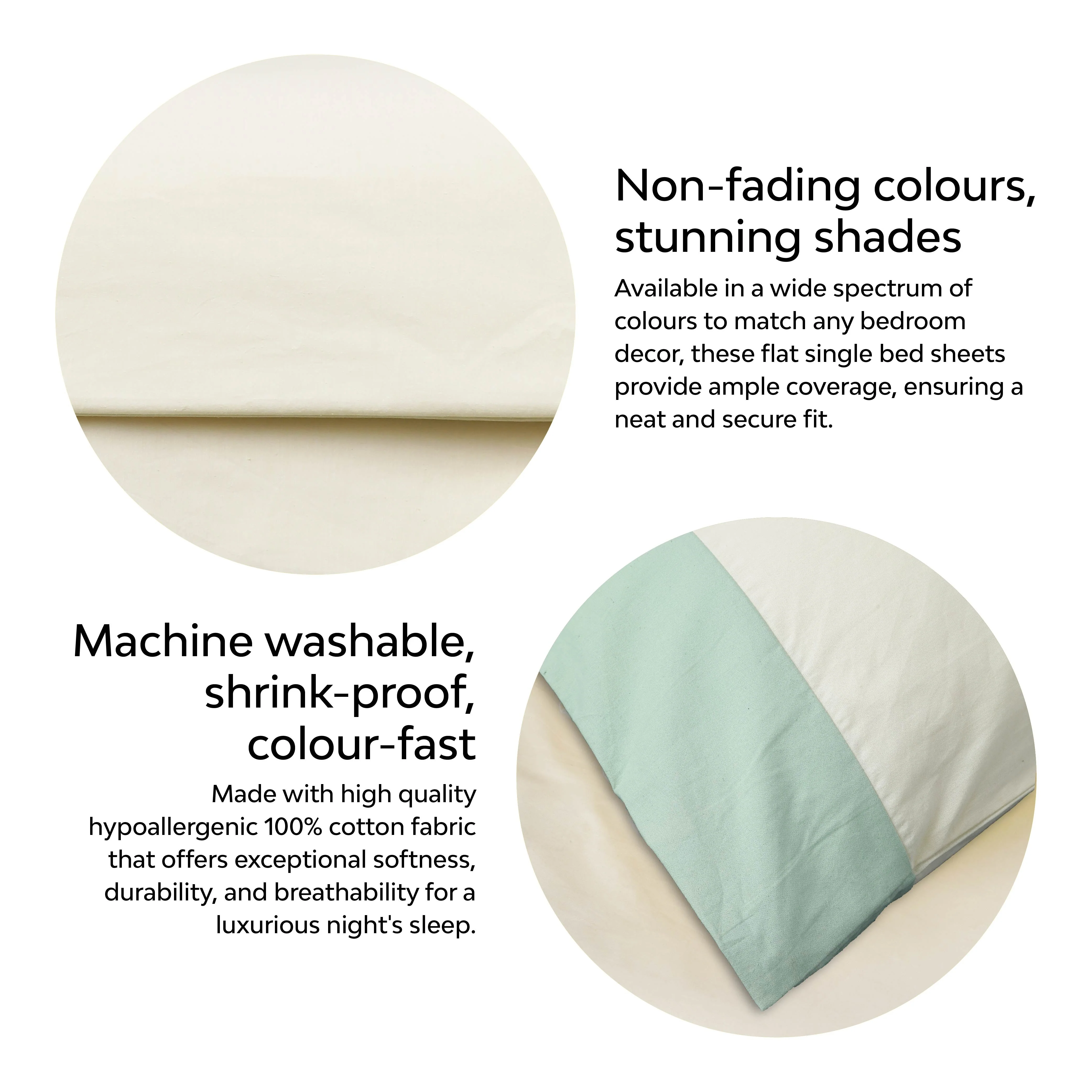 Solid Colour 100% Cotton, 270 Tc Queen Bedsheet With 2 Colour Accent Pillow Cover - Image 9