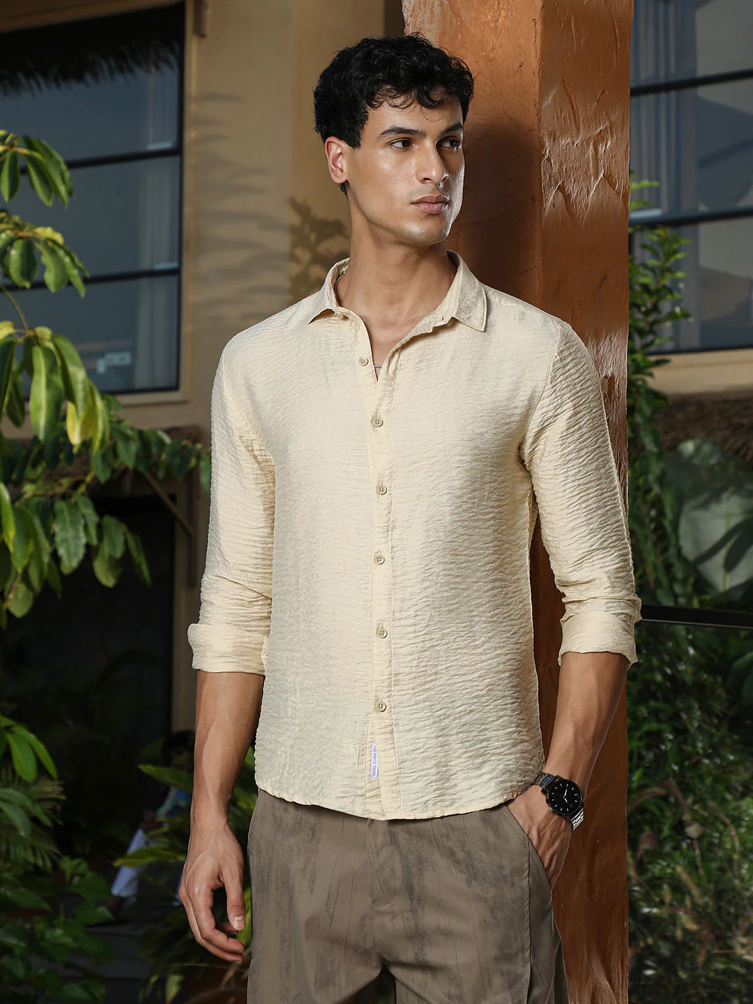Solid Creased-Tactile Shirt - Image 2
