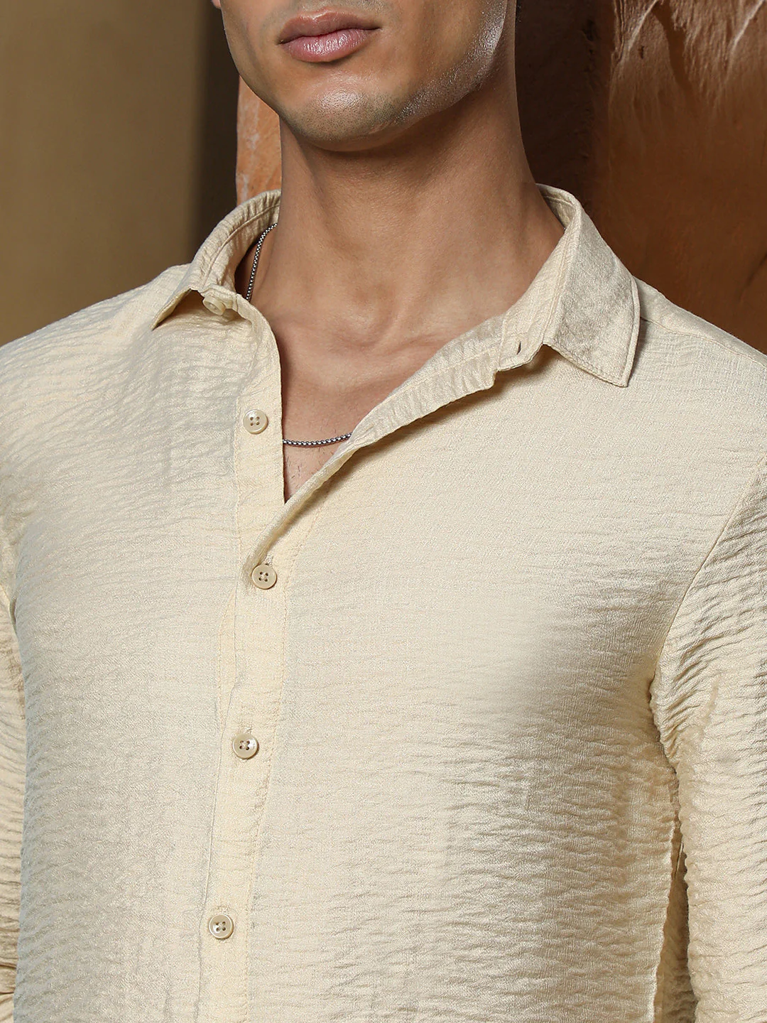 Solid Creased-Tactile Shirt - Image 7