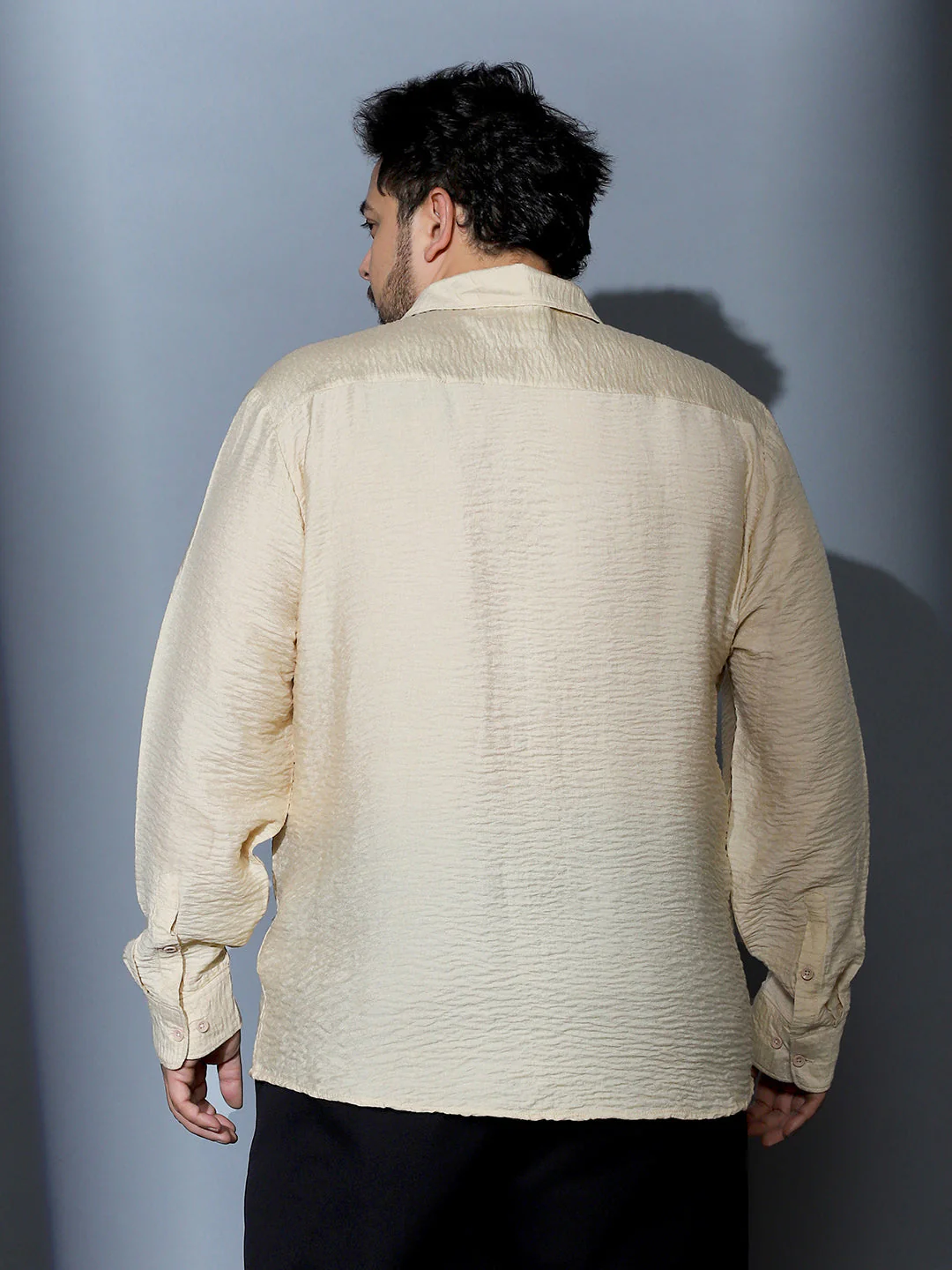 Solid Creased-Tactile Shirt - Image 4