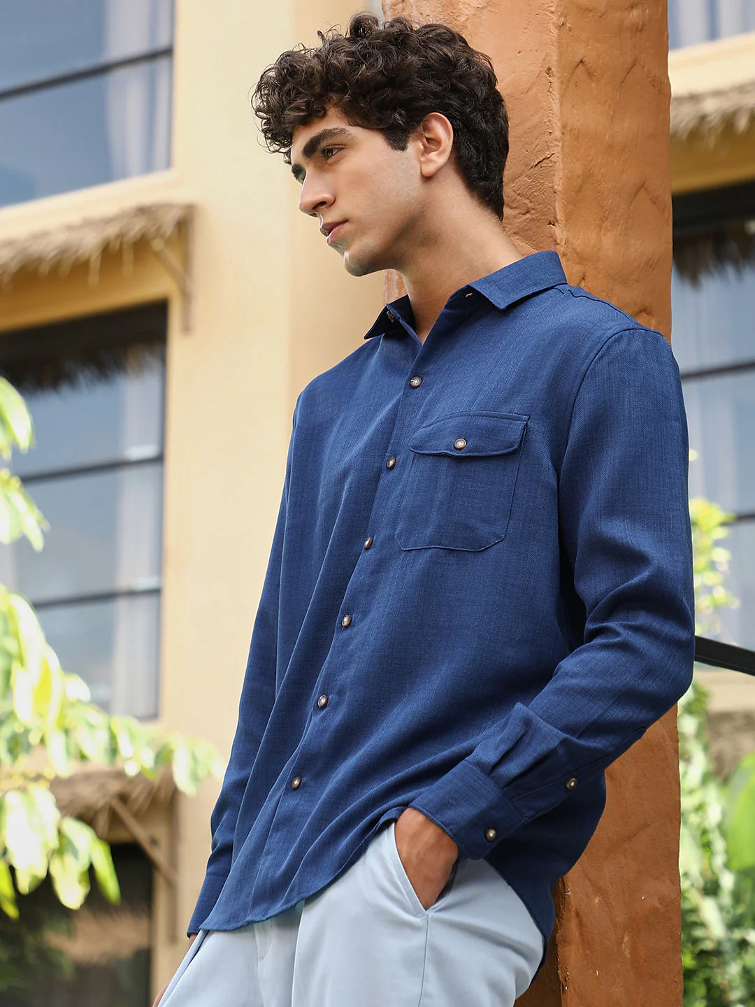 Solid Dobby Regular Shirt - Image 3