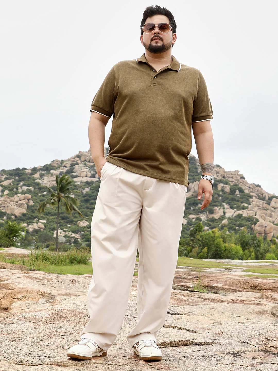 Solid Ribbed Polo T-Shirt - Image 6