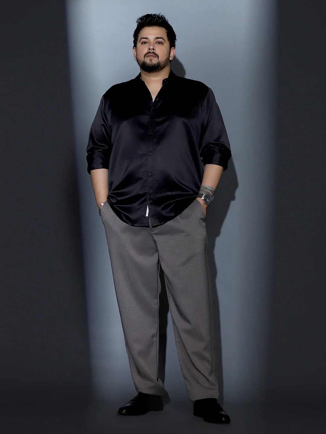 Solid-Satin Regular Shirt - Image 5