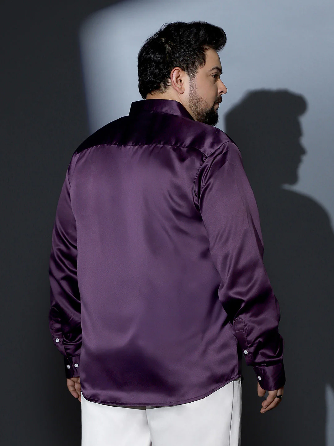Solid-Satin Regular Shirt - Image 4