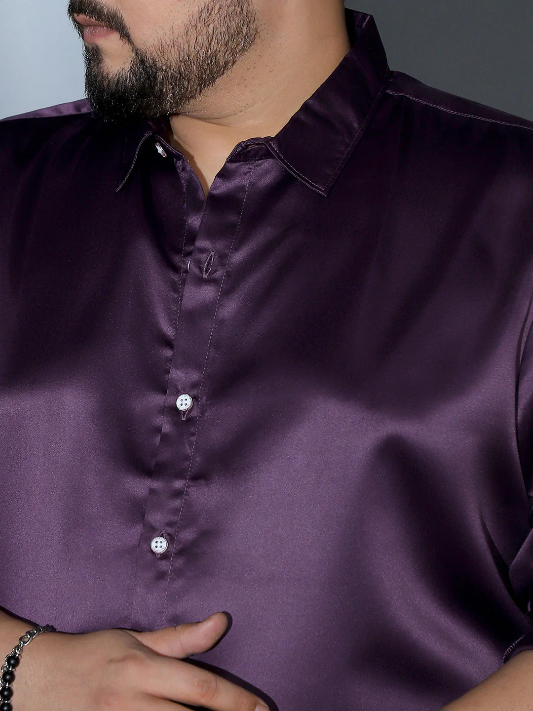 Solid-Satin Regular Shirt - Image 7