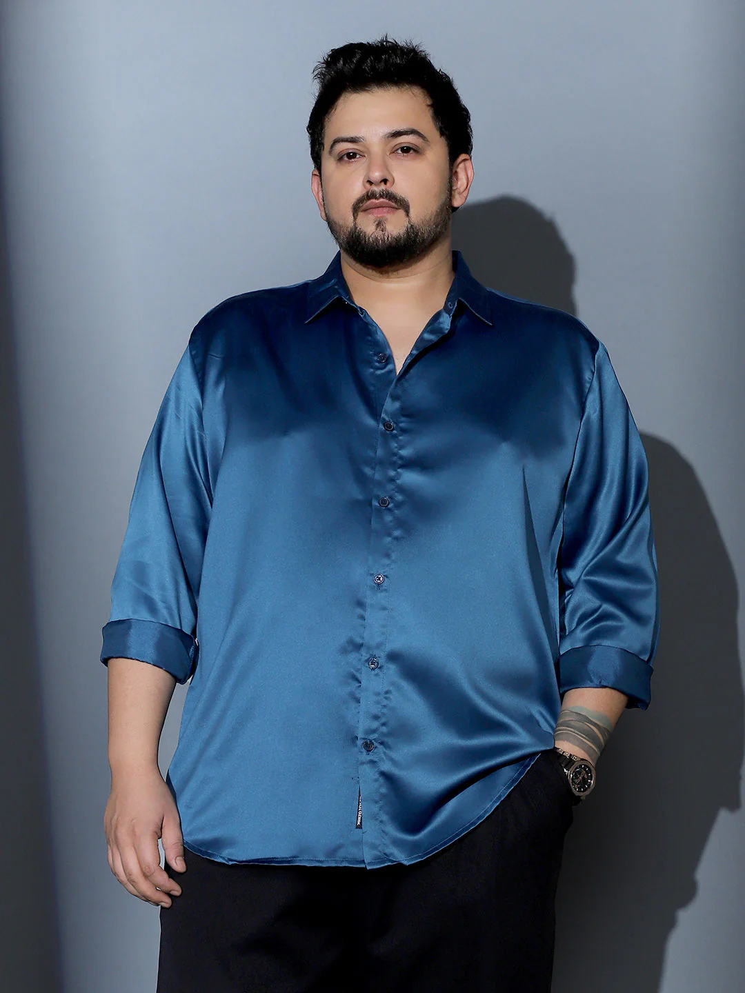 Solid-Satin Regular Shirt - Image 2