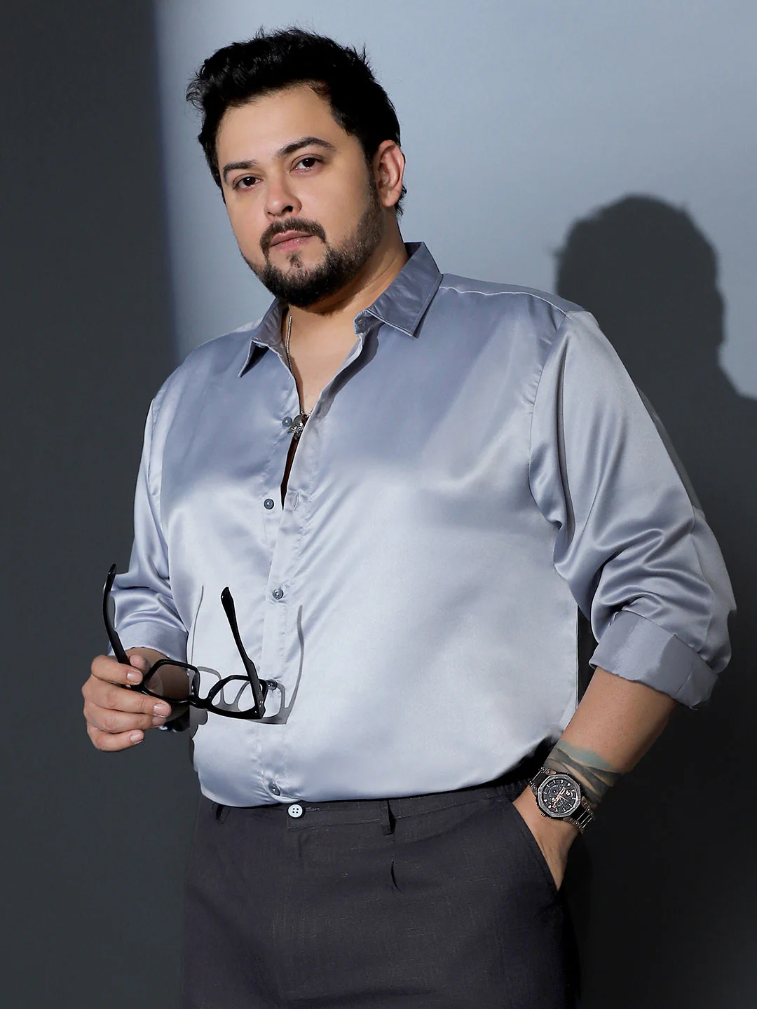 Solid-Satin Regular Shirt - Image 32
