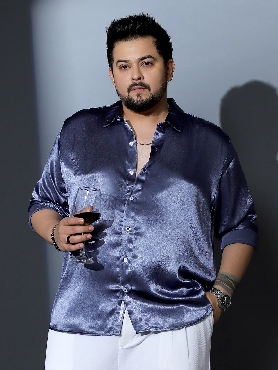 Solid-Satin Regular Shirt - Image 10